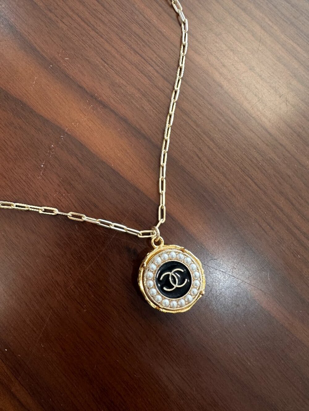 Vintage CC Button Necklace